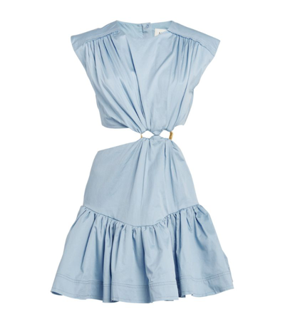Aje Solstice Ring-embellished Cutout Cotton Mini Dress In Powder Blue
