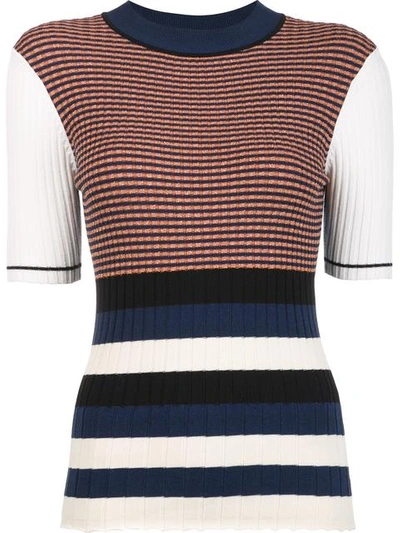 Opening Ceremony Striped Metallic Ribbed-knit Sweater In Harvest Multi