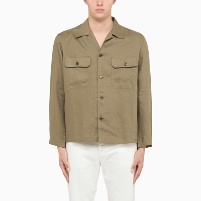Salvatore Piccolo Military Green Linen Shirt-jacket