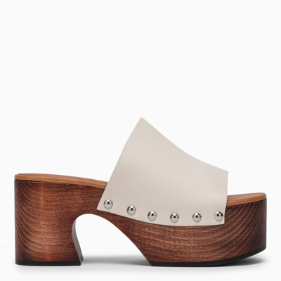 Marni Off-white Wood Clog Sandals