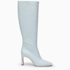 Liu •jo Square-toe Leather 70mm Boots In Light Blue