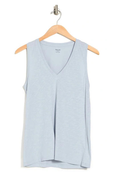 Madewell V-neck Cotton Tank In Dusty Pool