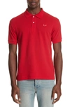 Comme Des Garçons Play Heart Logo Slim Fit Polo In Red