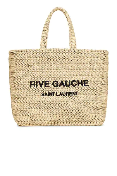 Saint Laurent Supple Rive Gauche Tote Bag In Natural & Deep Marine