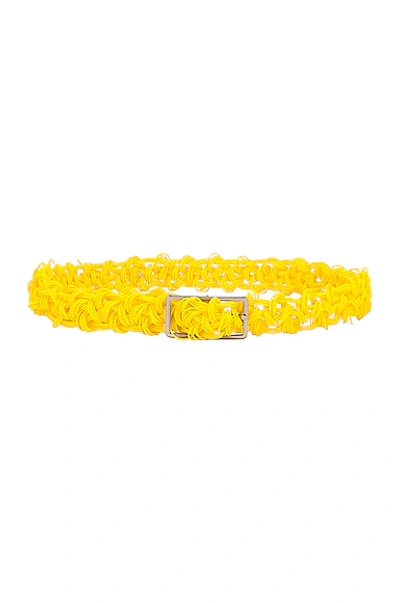 Bottega Veneta Intreccio Crochet Belt In Lemon & Silver