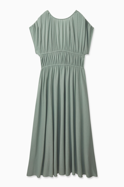 Cos Gathered Maxi Dress In Green