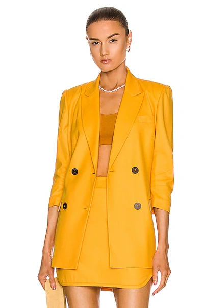 Zeynep Arcay Double-breasted Wool Blazer In Saffron