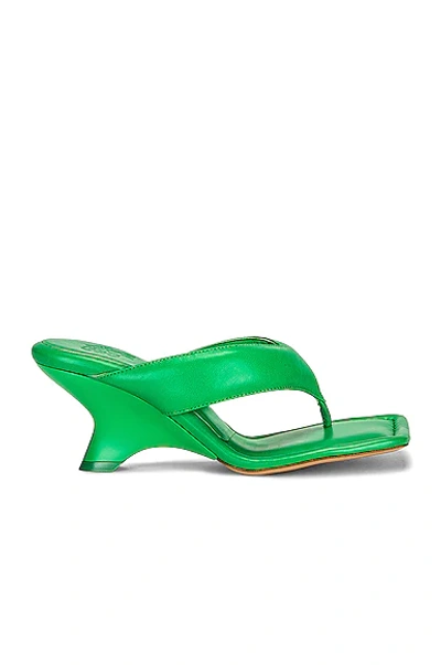 Gia Borghini For Fwrd Leather Thong Wedge Sandal In Flash Green