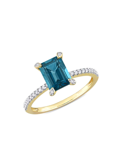 Saks Fifth Avenue Women's 14k Yellow Gold, London Blue Topaz & Diamond Ring