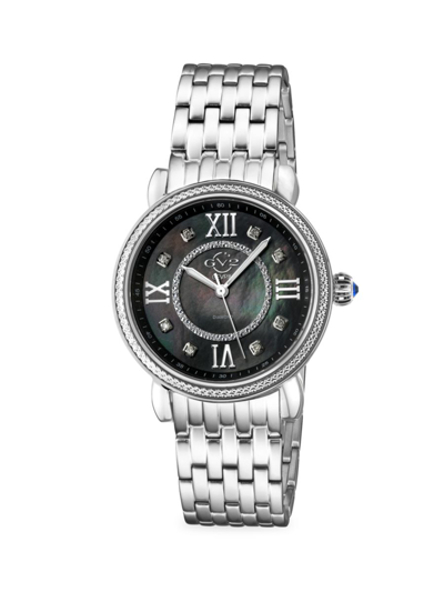 Gv2 Women's Marsala 37mm Stainless Steel, Mother-of-pearl & Diamond Bracelet Watch In Black