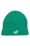 OFF-WHITE OFF EMBROIDERED COTTON BEANIE