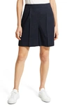 Theory Linen Blend Shorts In Navy