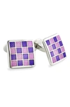 David Donahue Enamel Check Cuff Links In Purple