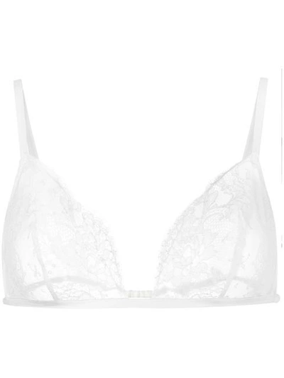 Carine Gilson Soft Triangle Lace Bra In White