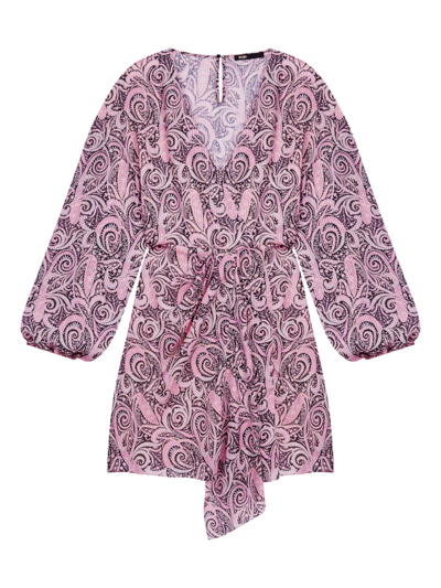Maje Rapollo Paisley Jacquard Voile Mini Dress In Pink Paisley /