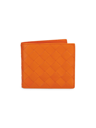 Bottega Veneta Woven Leather Billfold Wallet In Sunset