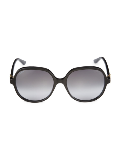 Cartier Signature C De  57mm Round Sunglasses In Black
