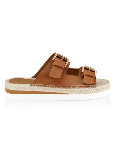 See By Chloé Glyn Leather Espadrille Sandals In Brown