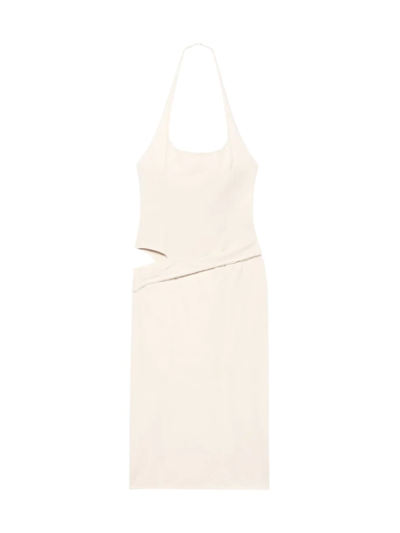 Jacquemus Hielo Cutout Draped Wool-blend Halterneck Mini Dress In Beige