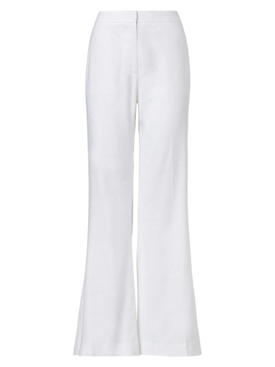 Milly Lennon Flare-leg Linen Pants In White