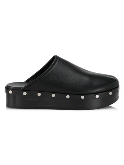 Co Studded Leather Backless Loafers In Black