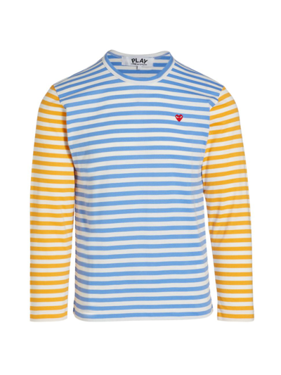 Comme Des Garçons Multicolor Striped Long-sleeve Shirt In Blue Yellow