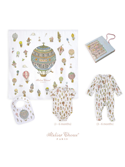 Atelier Choux Baby's Hot Air Balloon Print Deluxe Set In Neutral
