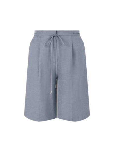 Halston Parker Linen-blend Wide-leg Shorts In Pewter