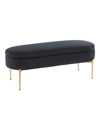 Lumisource Chloe Contemporary Glam Storage Bench In Gold-tone Steel/black