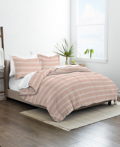 Ienjoy Home Home Collection 3 Piece Premium Ultra Soft Stripe Reversible Comforter Set, Queen Bedding In Rose
