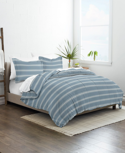 Ienjoy Home Home Collection 3 Piece Premium Ultra Soft Stripe Reversible Comforter Set, Queen Bedding In Light Blue