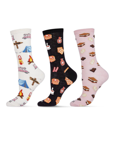 Memoi Women's Rayon From Bamboo Crew Bundle Socks Set In Happy Camper Assortment