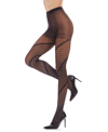 Memoi Spiral Sheer Tights In Black