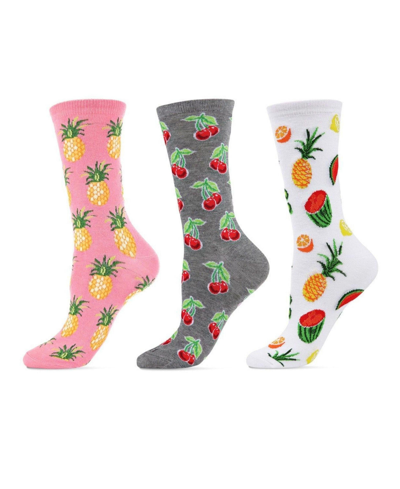 Memoi Women's Rayon From Bamboo Crew Bundle Socks Set In Tropical Fruit Assortment