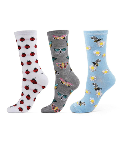 Memoi Women's Rayon From Bamboo Crew Bundle Socks Set In Insects Assortment