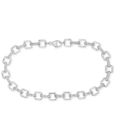 Macy's Diamond Square Link Bracelet (1/6 Ct. T.w.) In Sterling Silver