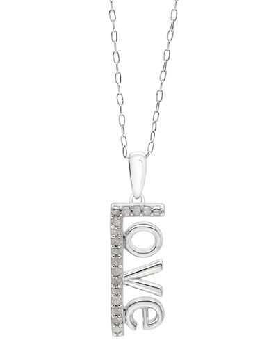 Macy's Diamond Love 18" Pendant Necklace (1/10 Ct. T.w.) In Sterling Silver
