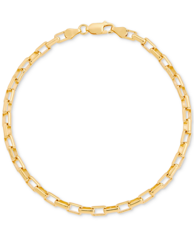 Macy's Men's Oval Box Link Chain Bracelet In 14k Gold-plated Sterling Silver