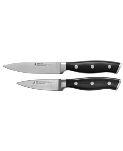 J.a. Henckels Forged Accent 2 Piece Paring Knife Set In Stainless Steel Blade And Black Handle