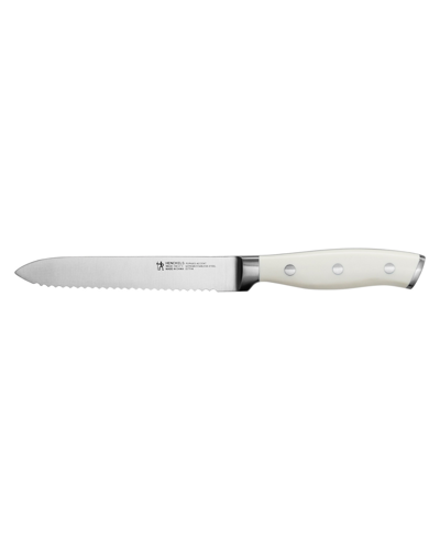 J.a. Henckels Henckels Forged Accent 5" Serrated Utility Knife With Handle In Stainless Steel Blade And White Handle