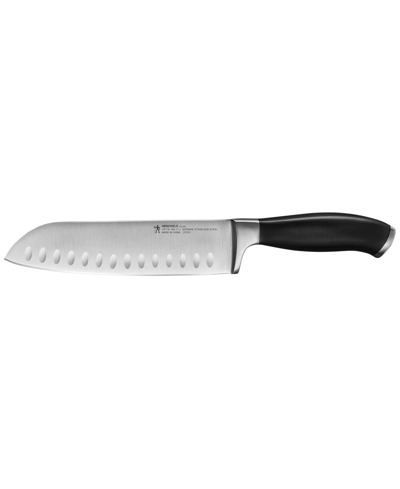 J.a. Henckels Henckels Elan 7" Hollow Edge Santoku Knife In Stainless Steel Blade And Black Handle