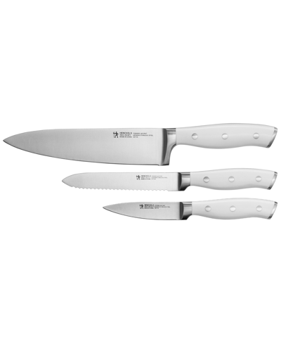 J.a. Henckels Forged Accent 3 Piece Starter Set With Handle In Stainless Steel Blade And White Handle