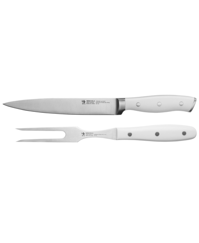 J.a. Henckels Forged Accent 2 Piece Carving Set With Handle In Stainless Steel Blade And White Handle
