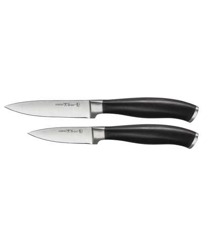 J.a. Henckels Elan 2 Piece Paring Knife Set In Stainless Steel Blade And Black Handle