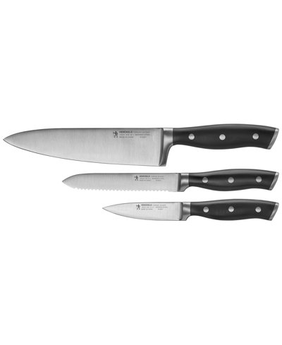 J.a. Henckels Forged Accent 3 Piece Starter Set In Stainless Steel Blade And Black Handle
