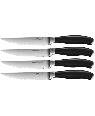 J.a. Henckels Elan 4 Piece Steak Knife Set In Stainless Steel Blade And Black Handle