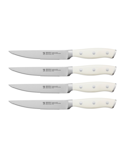 J.a. Henckels Forged Accent 4 Piece Steak Set In Stainless Steel Blade And White Handle