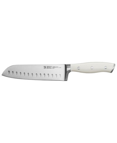 J.a. Henckels Forged Accent 7" Hollow Edge Santoku Knife With Handle In Stainless Steel Blade And White Handle