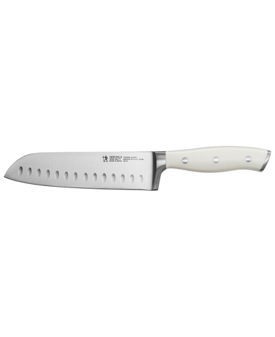 J.a. Henckels Henckels Forged Accent 7" Hollow Edge Santoku Knife With Handle In Stainless Steel Blade And White Handle