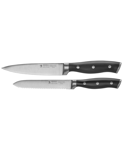 J.a. Henckels Forged Accent 2 Piece Utility Set In Stainless Steel Blade And Black Handle
